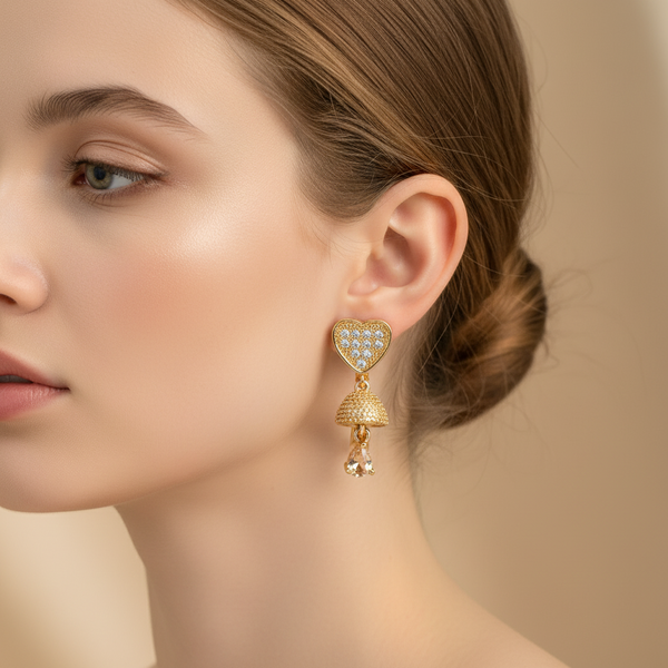 Gold-Plated Heart-shaped Earrings