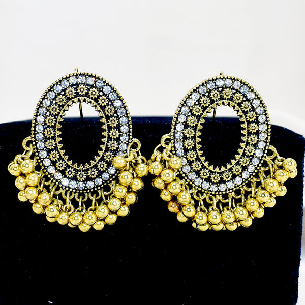Oxidized Earrings with Golden Tone