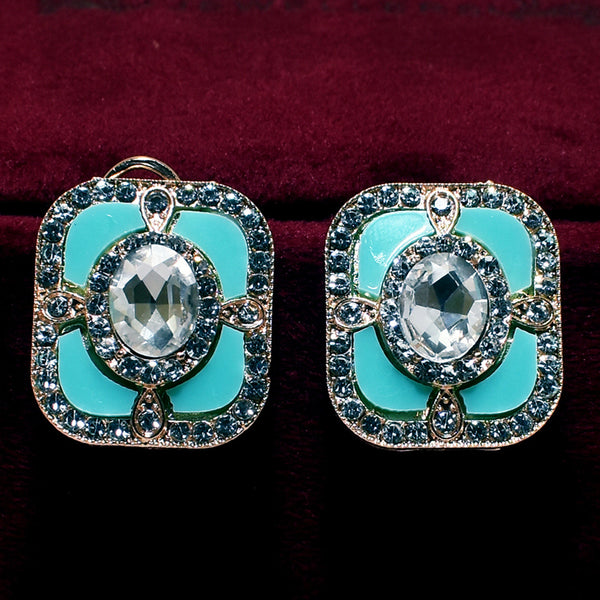 Classic Sea Green Stone Stud Earrings: Timeless Elegance