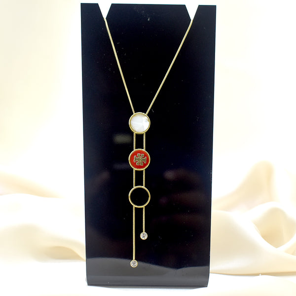 Fashionable CZ Decor Round Pendant Necklace
