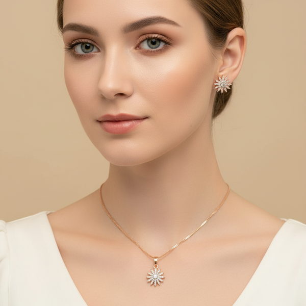 Zircon Flower Necklace Set