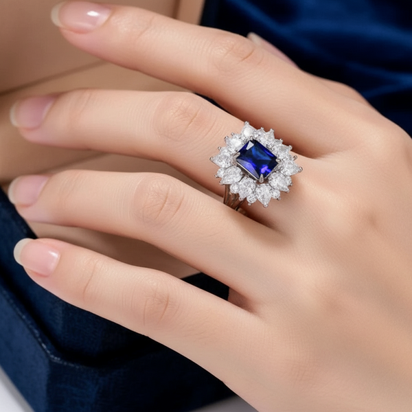 Royal Blue Sapphire Statement Ring