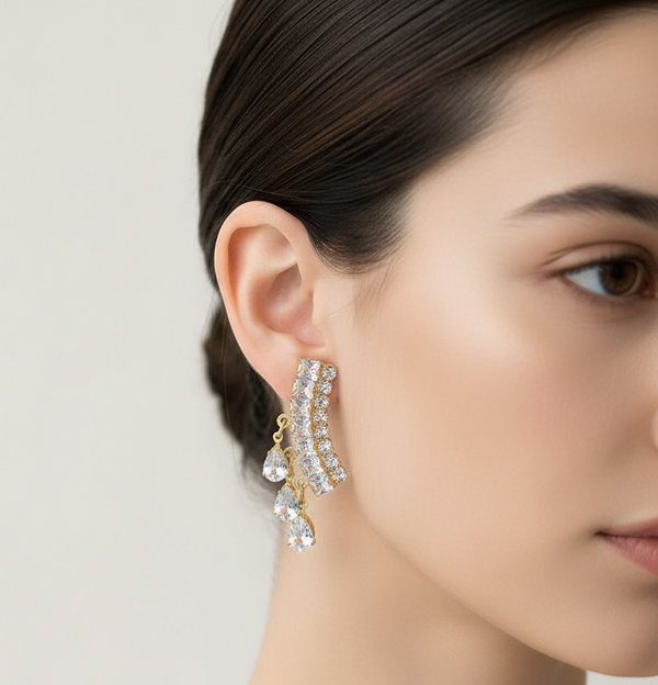 White Stone Embellishments with Golden Accents