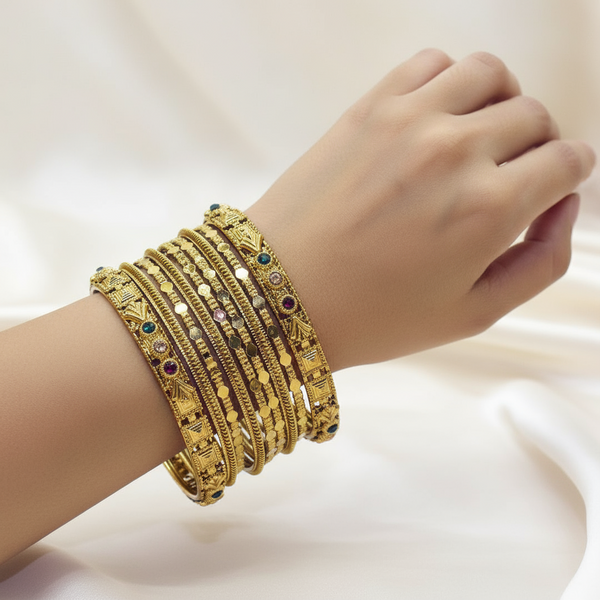 "Timeless Beauty: Set of 12 Antique Indian Bangles"