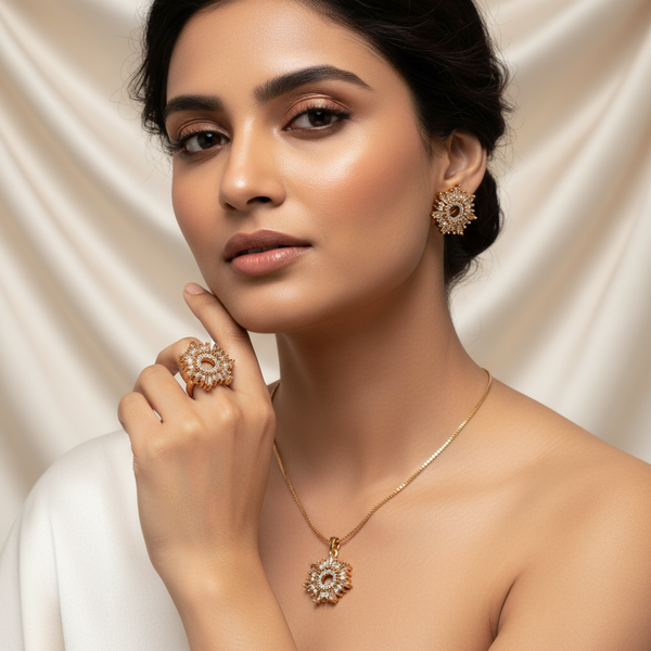 Star Box CZ Necklace Combo Set