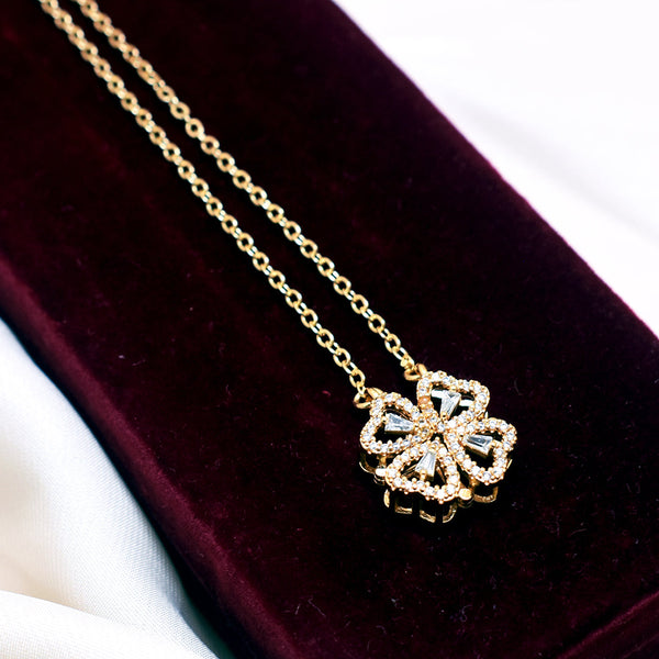 Magnetic Folding Heart Leaf Clover Necklace