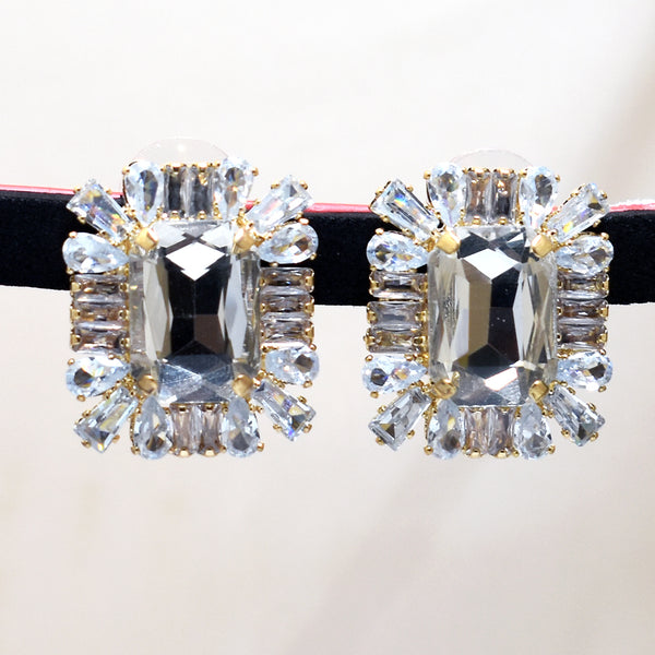 Classic White Stone Stud Earrings