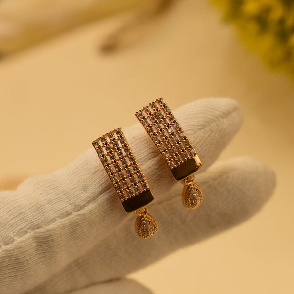 Classic Elegance: Gold-Plated Real Stone Earrings