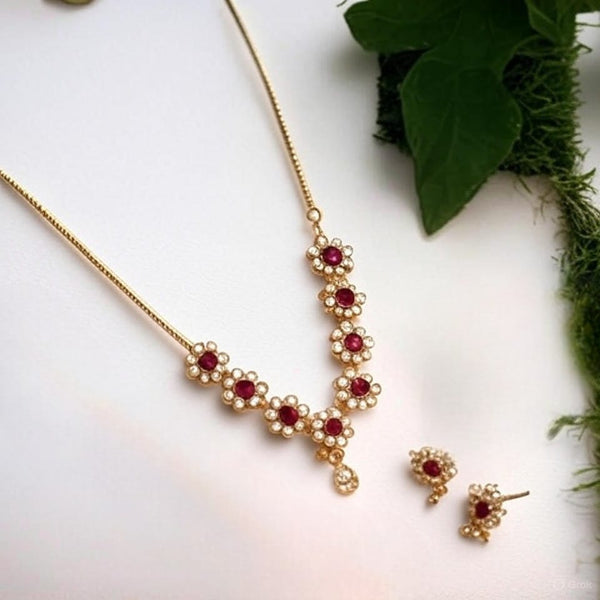 Treasury of Beauty: Inspiring red golden necklace set