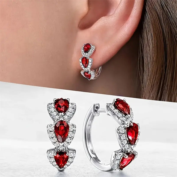 Teardrop-shaped synthetic gemstone earrings