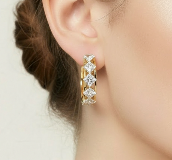 Luxe Radiance: Gold-Plated Imported Earrings with White Stone