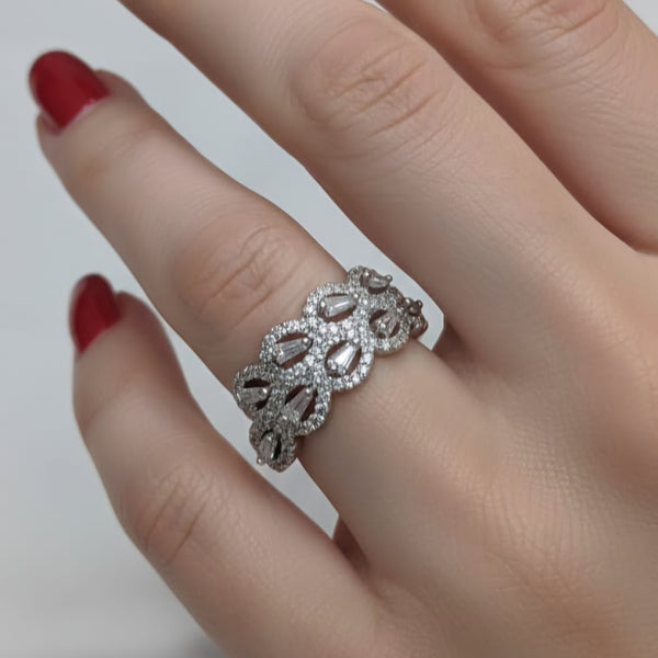 Elegant Gem Stone Silver Cluster Ring