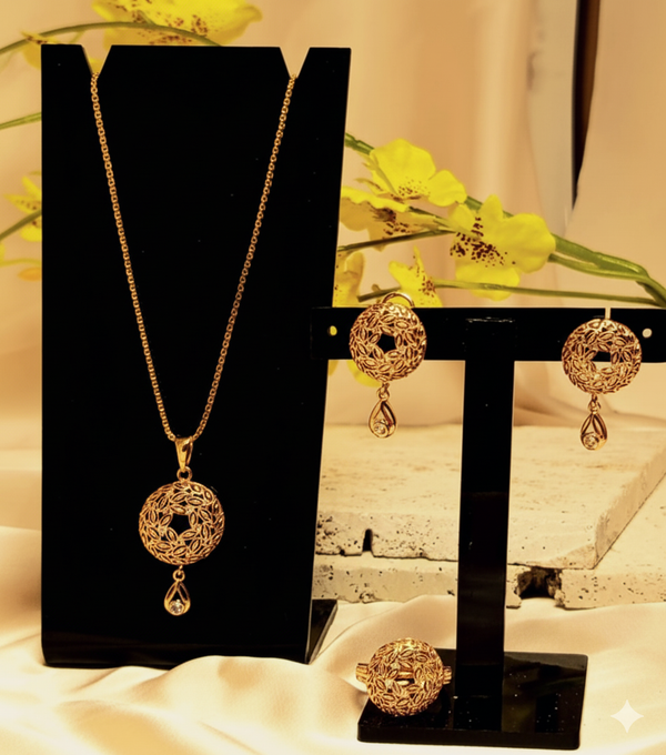 Luxury Hollow-Out Design Bridal/Party Necklace Set