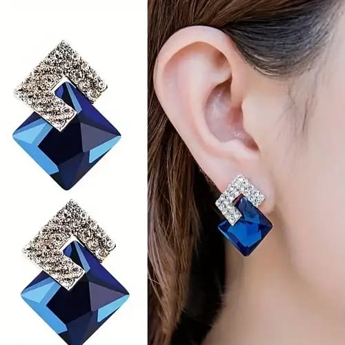 OCEAN Sparkle Blue Stud Earings