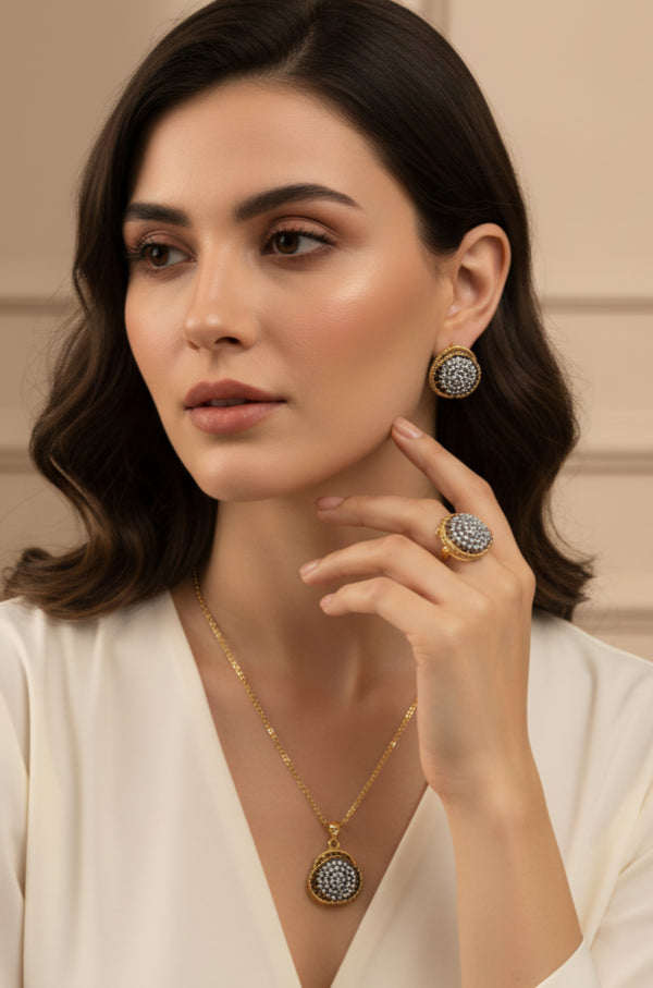 Elegant White Stone Premium Necklace Set
