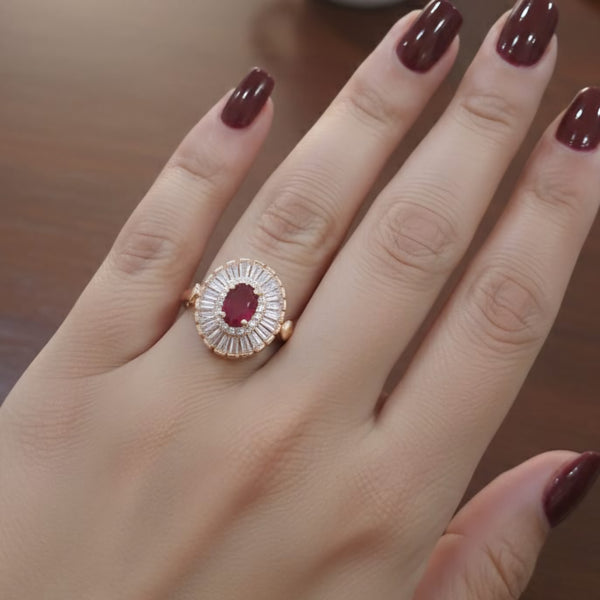Dramatic Red and White Stone Cocktail Ring