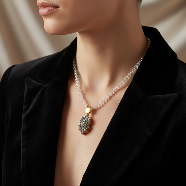 Chic Gold-Plated Cluster Pendant with Pearl Chain