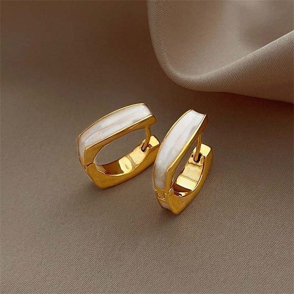 White Enamel Circle of Style Earrings