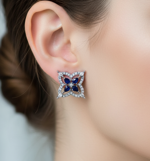 Sapphire Radiance: AD Blue Earrings