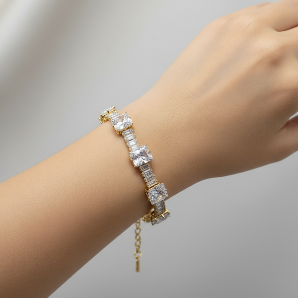 Embellished Bracelets with Dazzling White Gem Accents