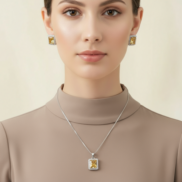 Istanbul Charm: Turkish Champagne Stone Necklace Set