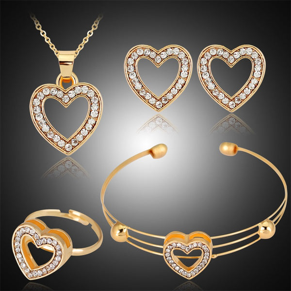 Stunning Zircon Heart Shaped Combo Necklace Set