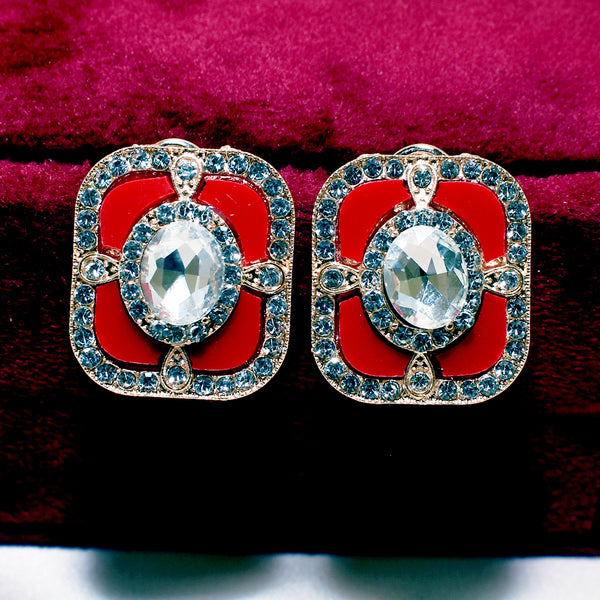 Classic Red Stone Stud Earrings: Timeless Elegance