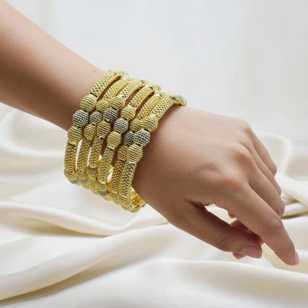 Stunning Set of 6 Gold-Plated Bangles: A Touch of Luxury for Every Occasion
