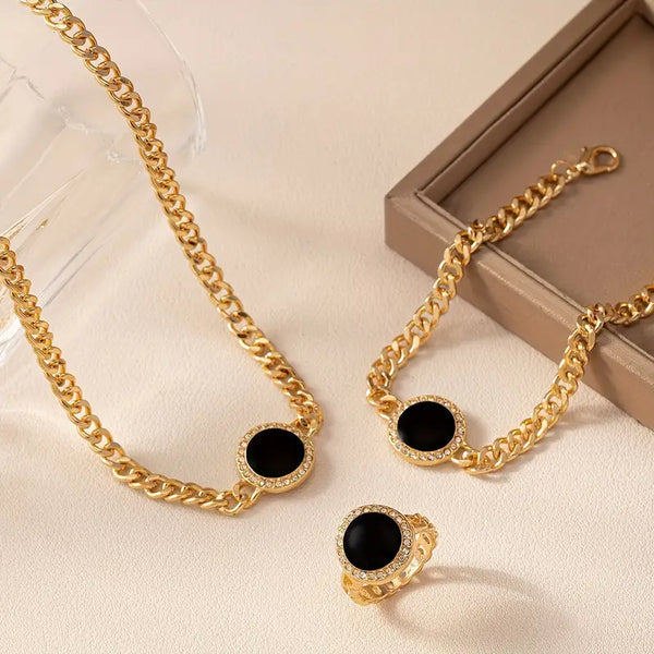 Stainless Steel Necklace Sets | Geometric Golden Designs