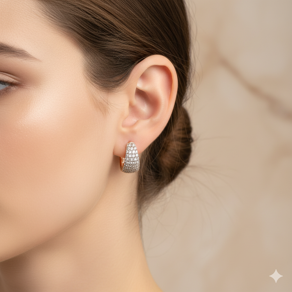 Xuping Crystal Sparkly Thick Huggie/Hoop Earrings