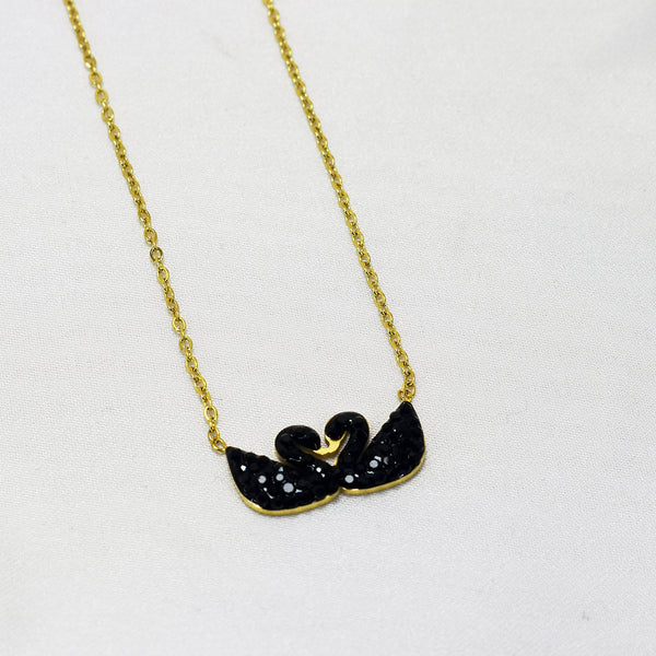 Dual Swan Grace: Double Black Swan Necklace