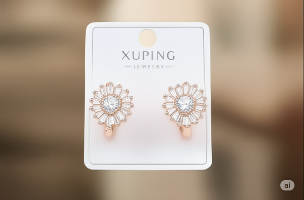 Xuping Cubic Zirconia Heart Halo Hoop Earrings
