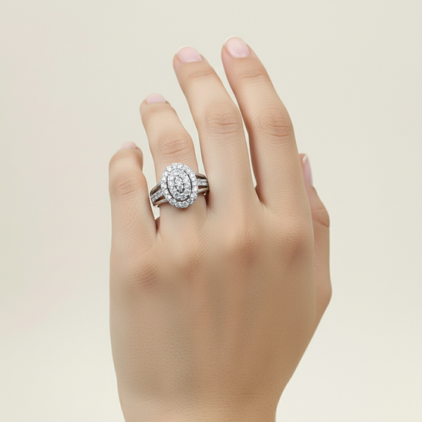 Elegant Radiance: Silver Oval CZ Ring