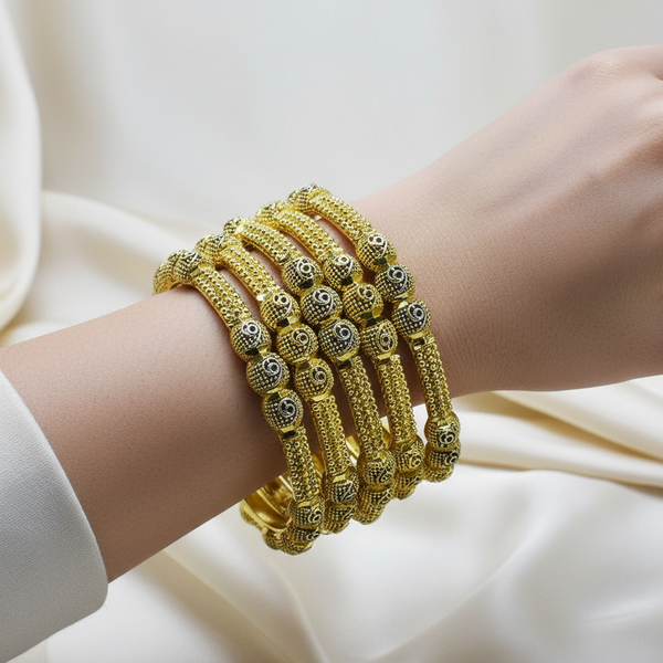 Exquisite Set of 6 Gold-Plated Bangles