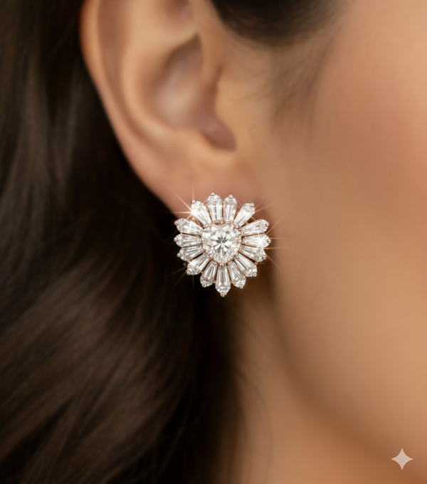 Xuping Cubic Zirconia Heart Halo Hoop Earrings