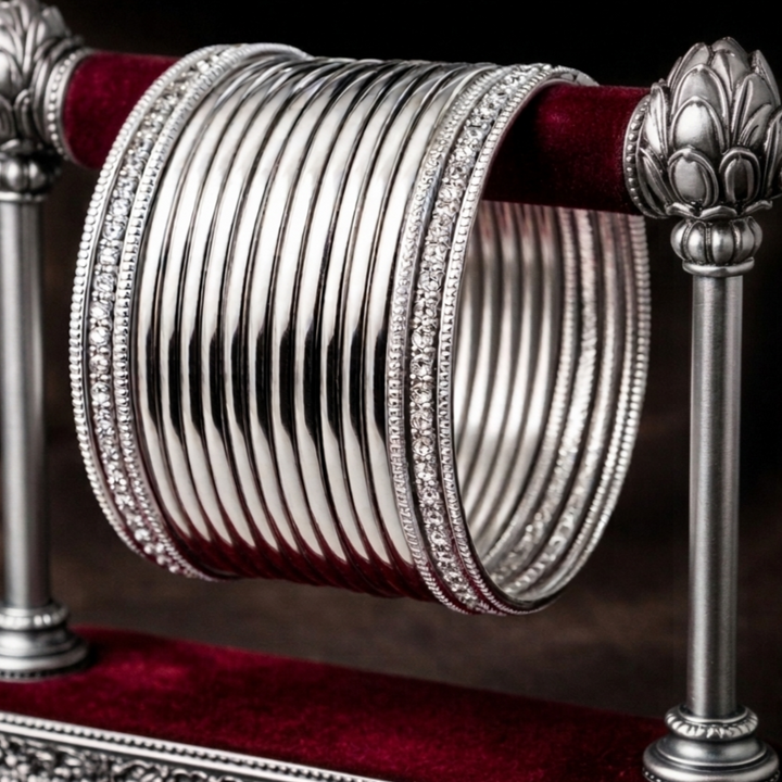 Classic Metallic Silver Bangles Set – Rasam.pk