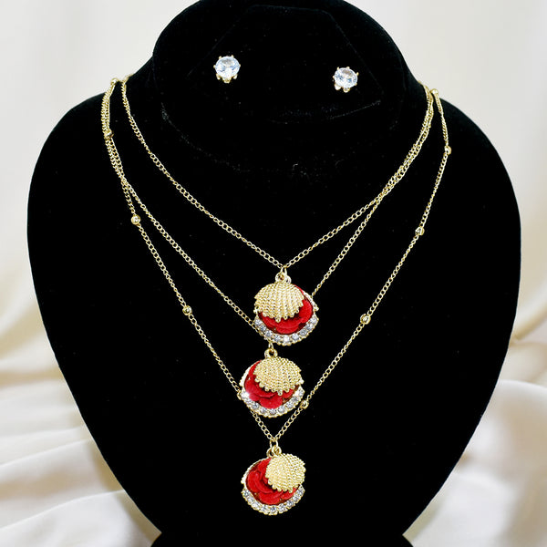 Sparkling 3 Layer Golden Necklace Set