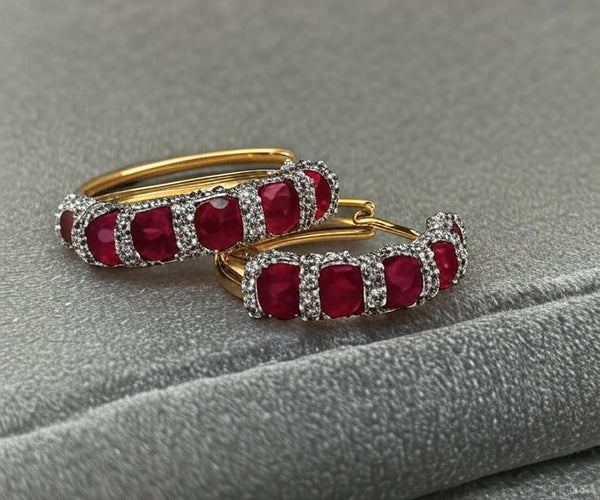 Elegant Xuping Ruby Hoop Earrings