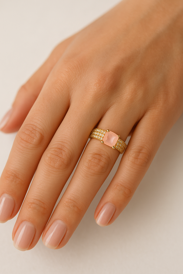 Pink Cut Zircon Embellished Ring