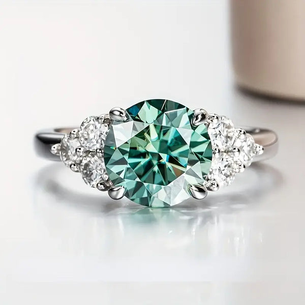 Elegant Teal Sapphire Engagement Ring with Diamond Accents