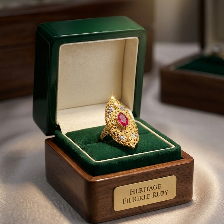 The Empress | Ruby Shield Gold-Plated | Ring – Rasam.pk