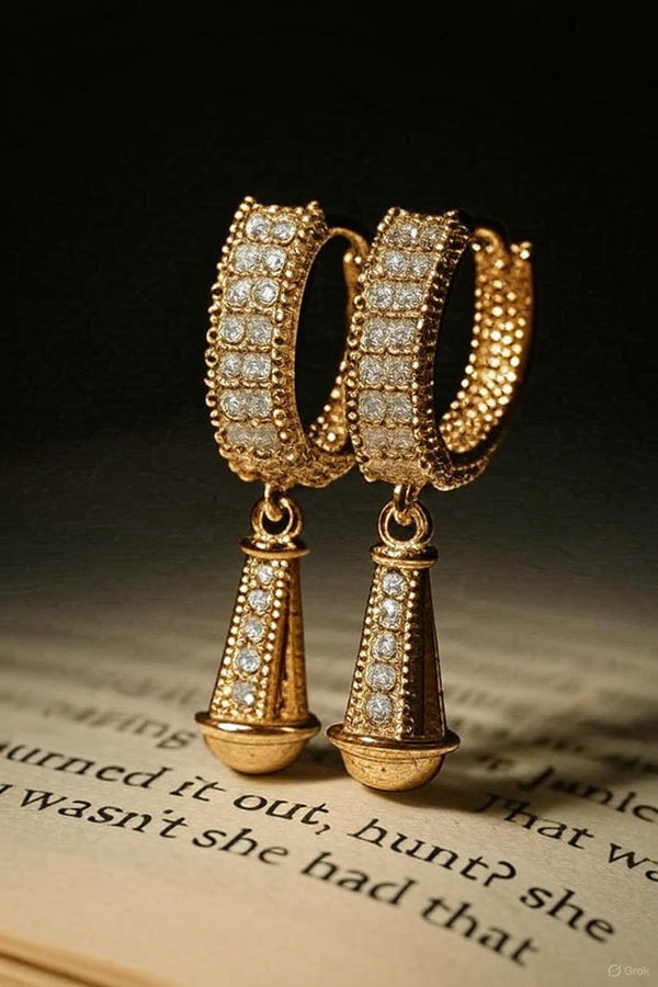Regal Drop Earrings with Sparkling CZ Stones