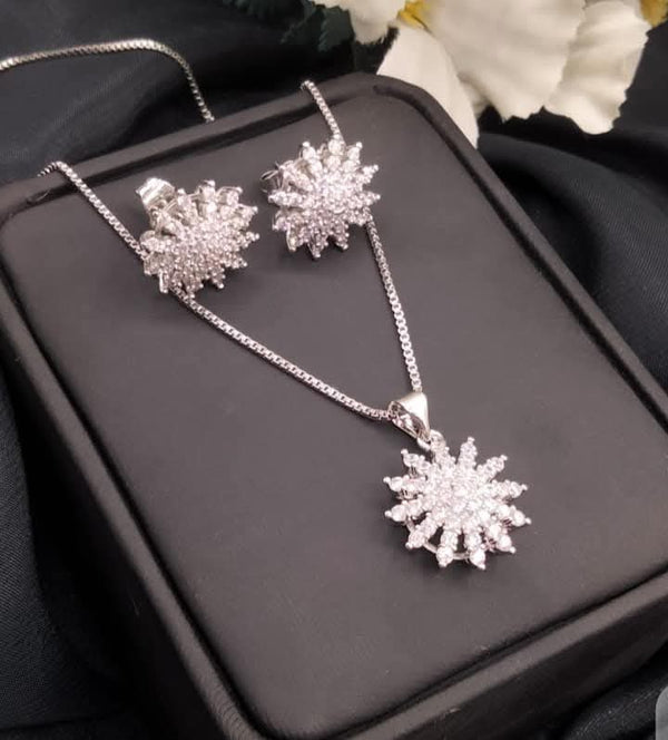 Silver Petal Ensemble: Flower Necklace Set