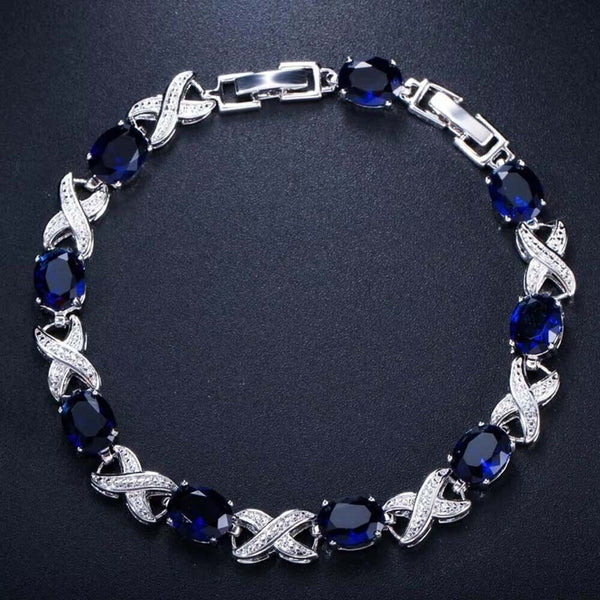 Mystic Blue Crystal White Zircon Charm Bracelets for Women