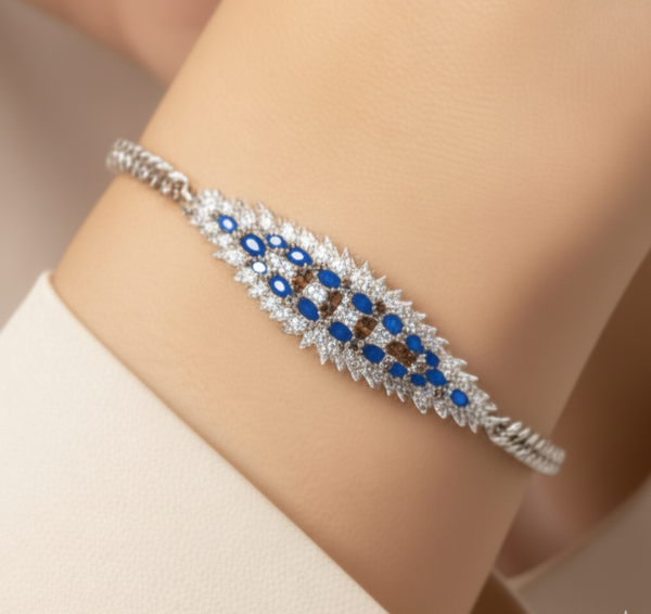Blue Sapphire and Gemstone Pavé Link Bracelet
