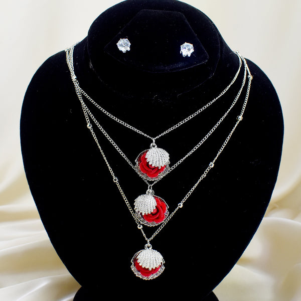 Sparkling 3 Layer Silver Necklace Set