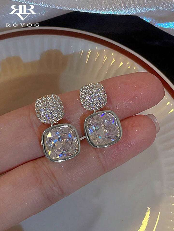 Geometric Rhinestone Drop & Dangle Earrings