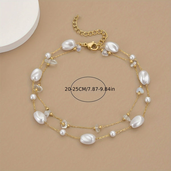 Pearl Anklets with White Stones | Elegant Ankle Jewelry