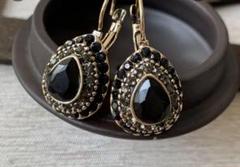 Classic Vintage Black Color stone Drop Earings