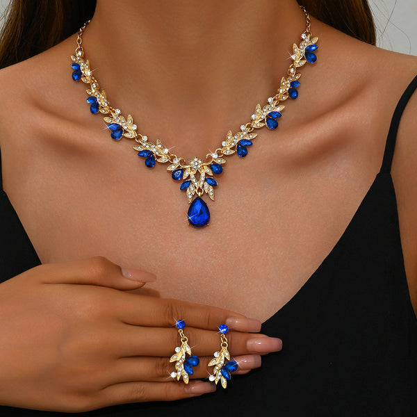 Elegant Necklace Sets | Blue & Golden Clavicle